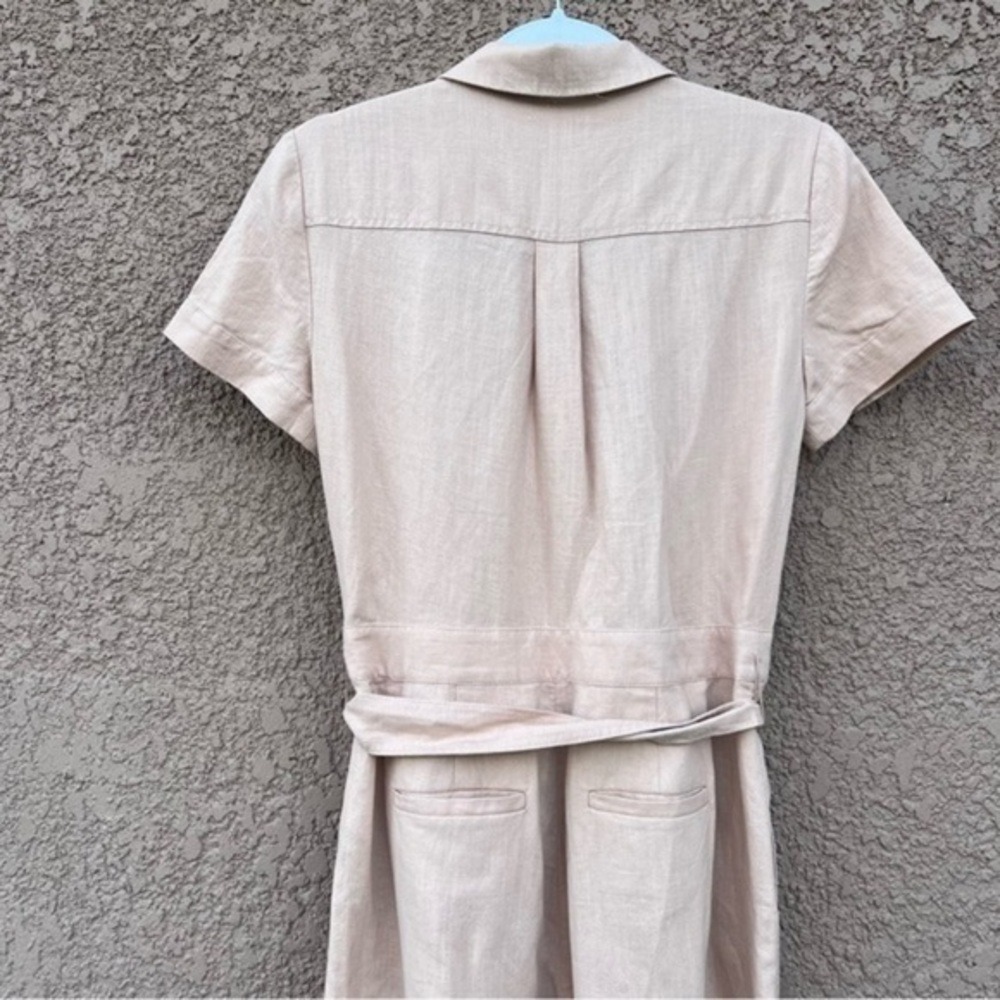 J Crew Linen Blend Wide‎ Leg Jumpsuit Women Neutral Minimalist Quiet Luxury - Picture 6 of 15